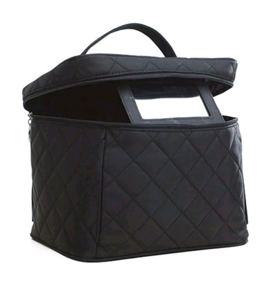 1pc Barrel-Shaped Black Rhombus Make-up Bag