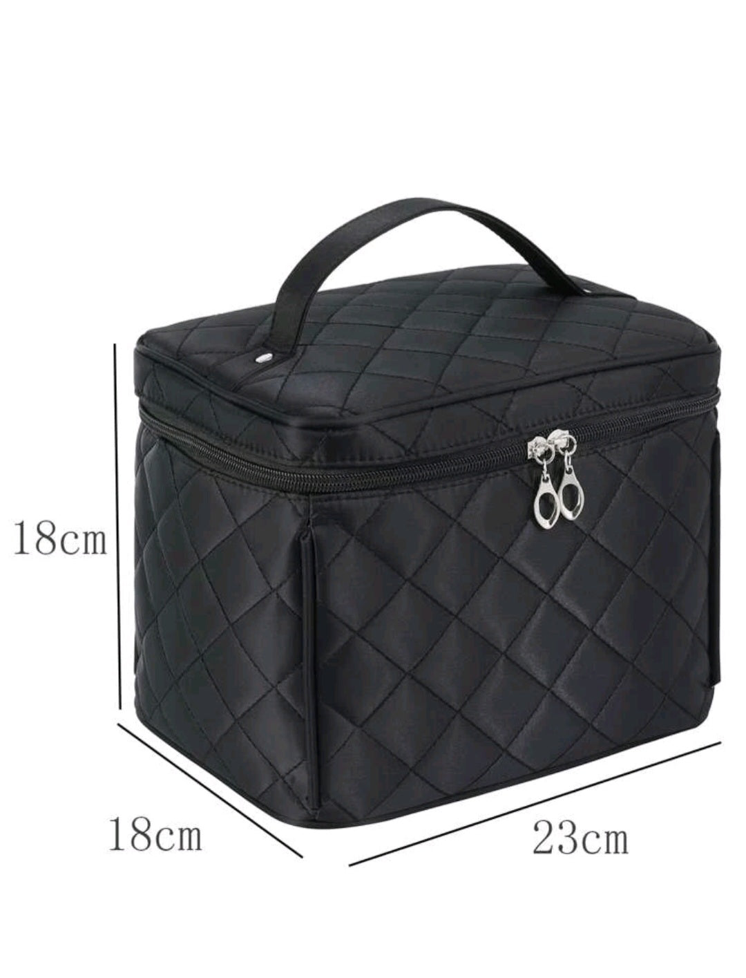 1pc Barrel-Shaped Black Rhombus Make-up Bag